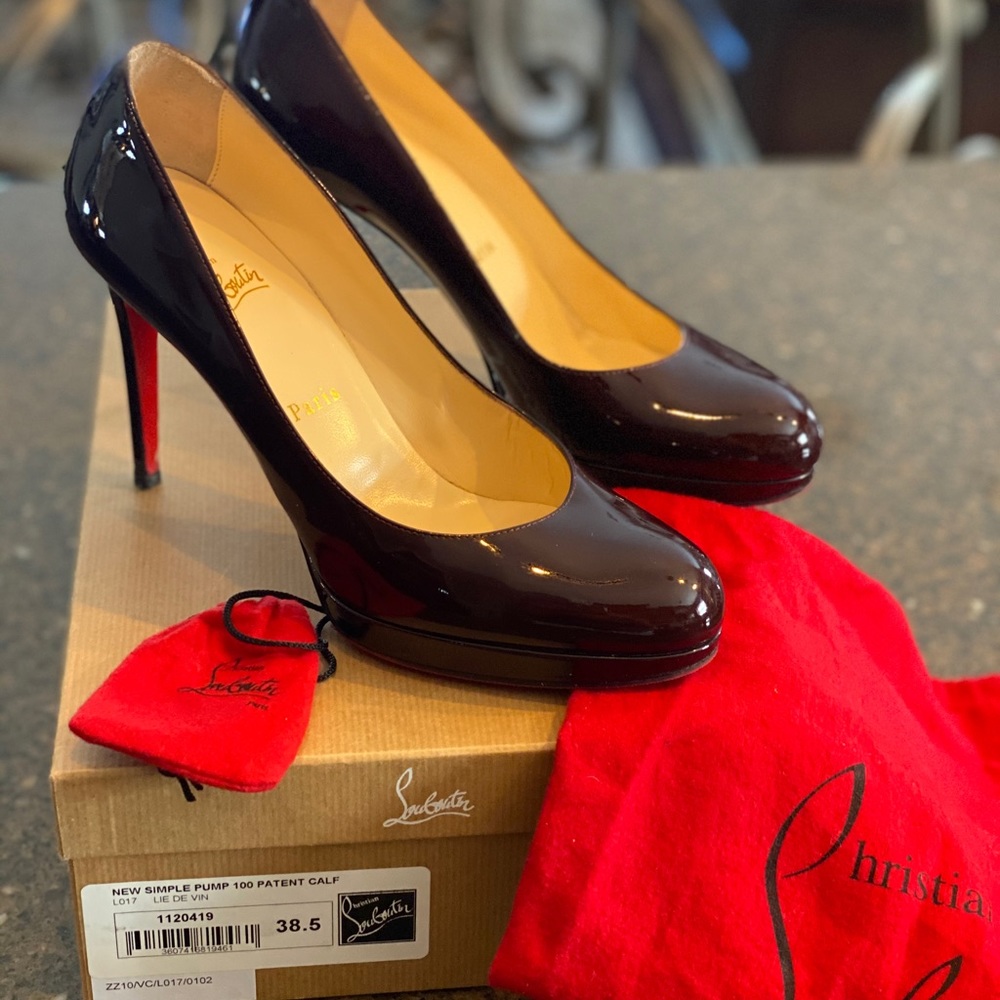 Wine colored Christian Louboutin gently used simple pump